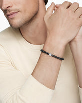 Spiritual Beads Evil Eye Bracelet in Sterling Silver with Black Onyx and Sapphire, 6mm